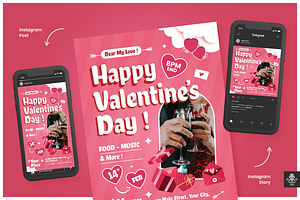 Pink Valentine Day Flyer Set, a Flyer Template by SquidPixey