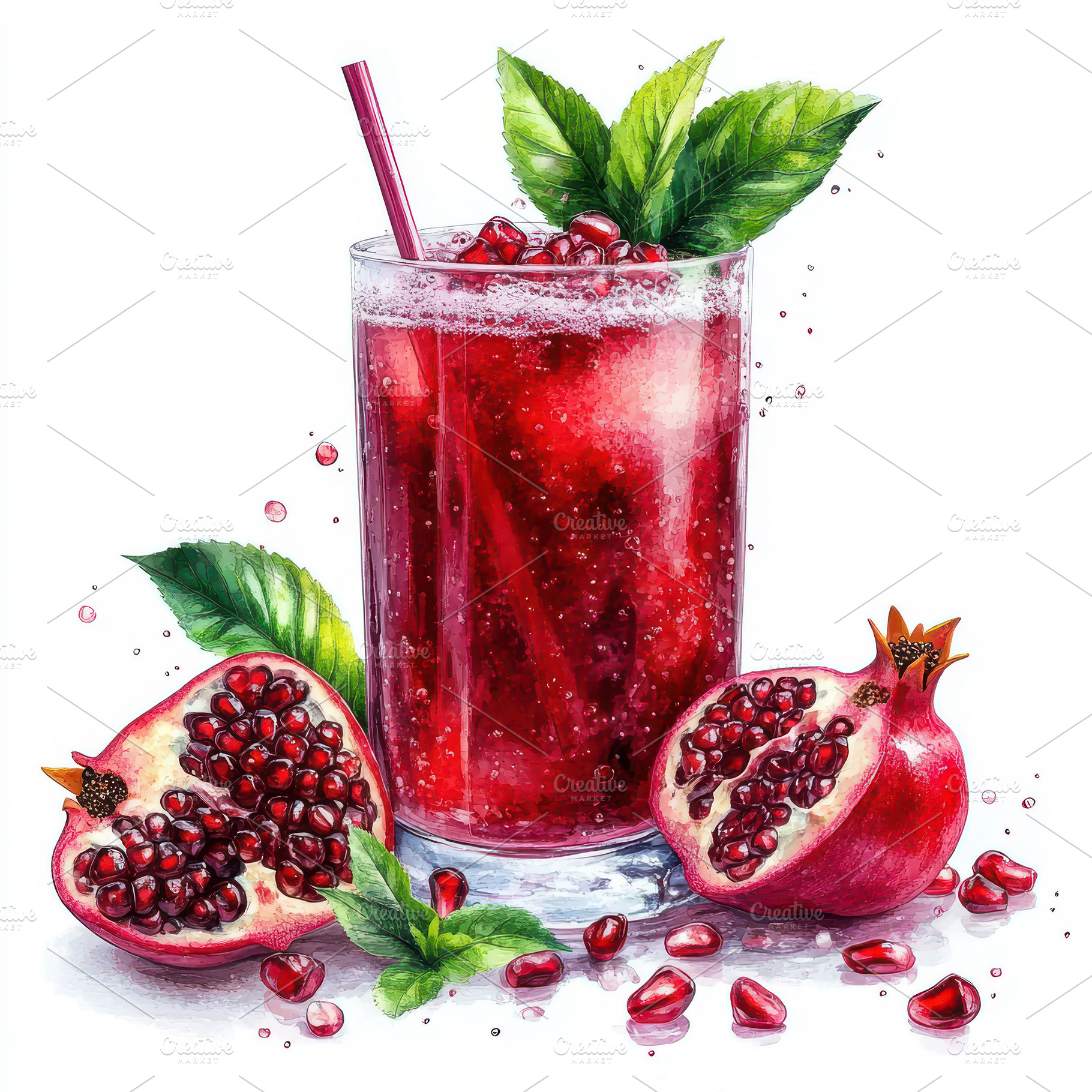 Refreshing Pomegranate Drink with Mi, a Food & Drink Photo by Pixeness Studio