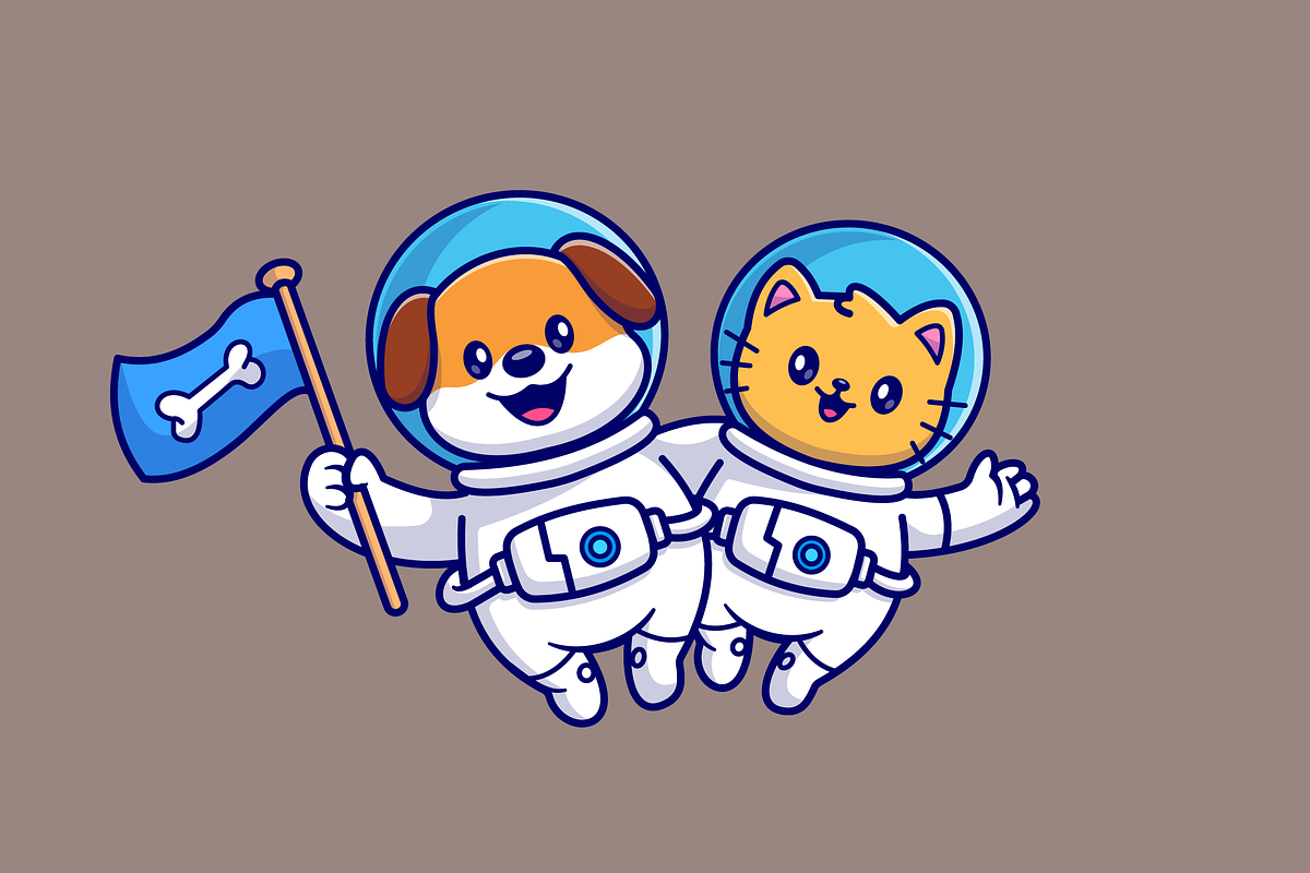 Cute Dog And Cat Astronaut Flying, an Animal Illustration by Catalyst Labs (Photo 2 of 3)