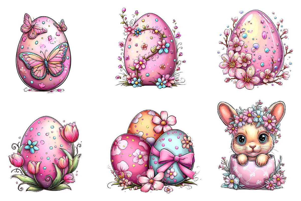 Happy Easter Eggs Clipart, an Illustration by Dream Creation (Photo 3 of 6)