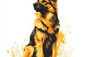 Majestic German Shepherd Dog in Yell, an Animal Photo by Pixeness Studio