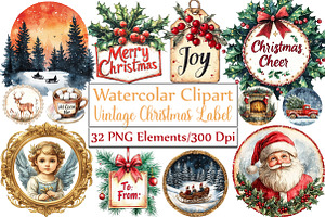 Vintage Christmas Label Sublimation, an Illustration by DreamCafeArt