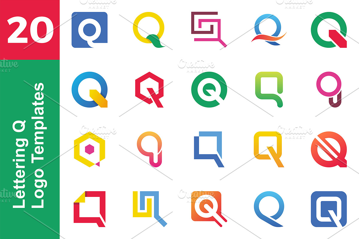 20 Logo Lettering Q Template Bundle, a Branding & Logo Template by Acongraphic (Photo 1 of 21)