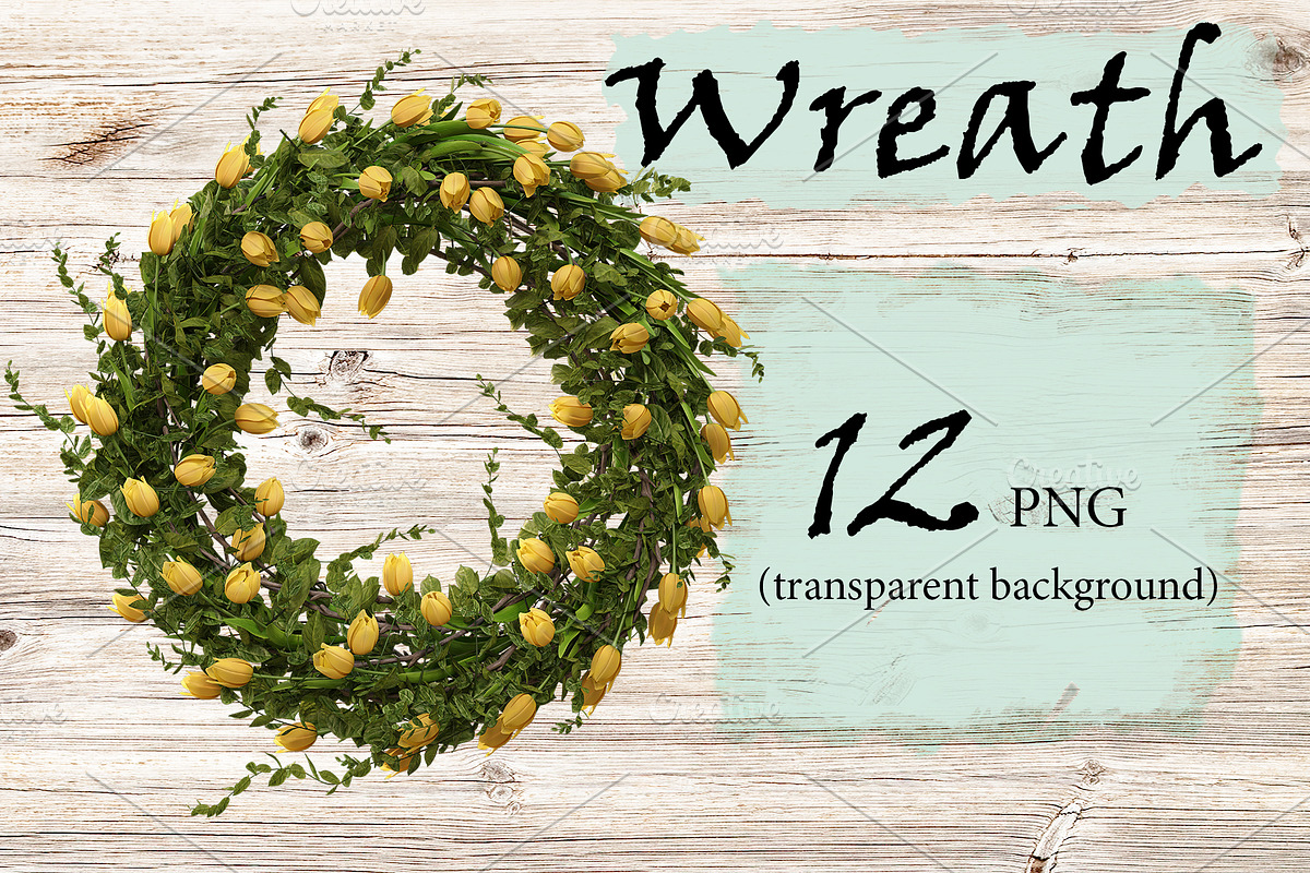 Wreath stock photo containing tulip and floral, a Nature Photo by Tempera (Photo 1 of 2)