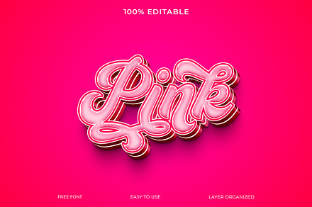 Pink Color 3D Text Effect Style