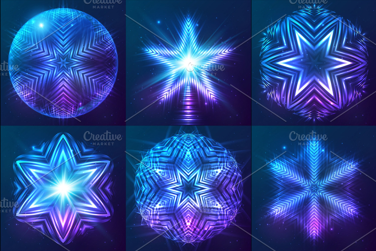 33 cosmic shining vector snowflakes preview 6