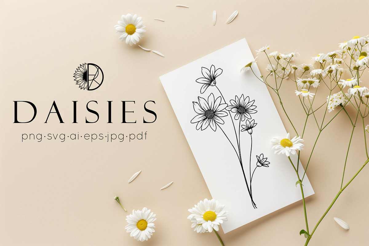 Daisy Flowers Line Art SVG, an Object Graphic by Dervik Art Store (Photo 8 of 8)