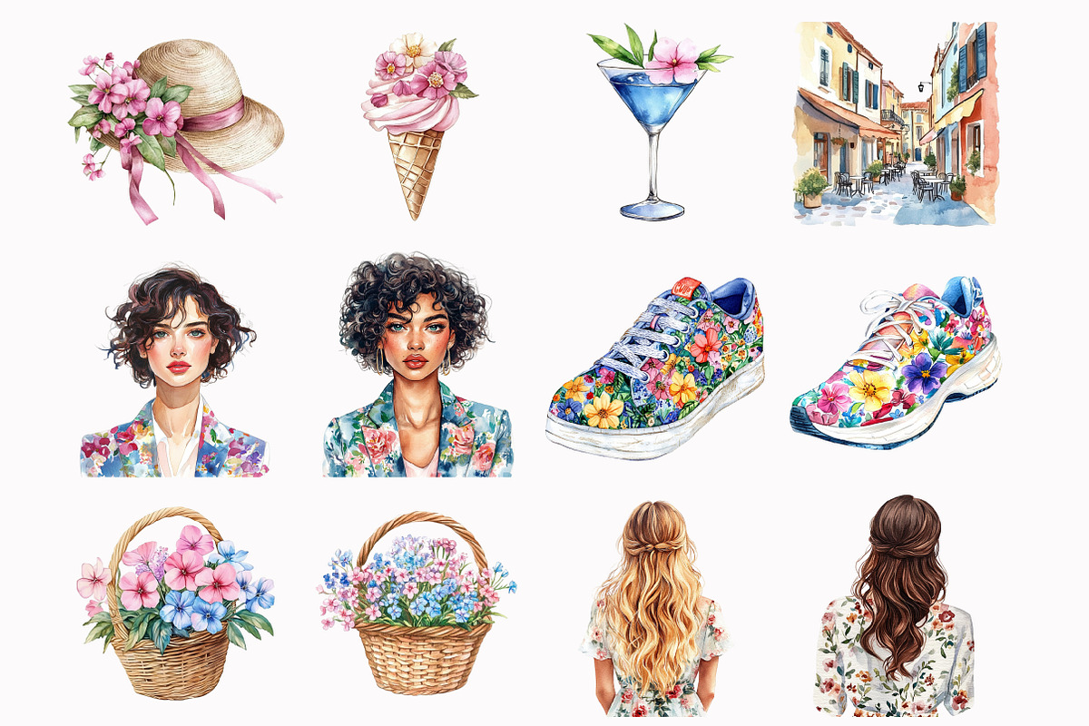 Watercolor Summer City Clipart, an Illustration by Design Market (Photo 2 of 3)