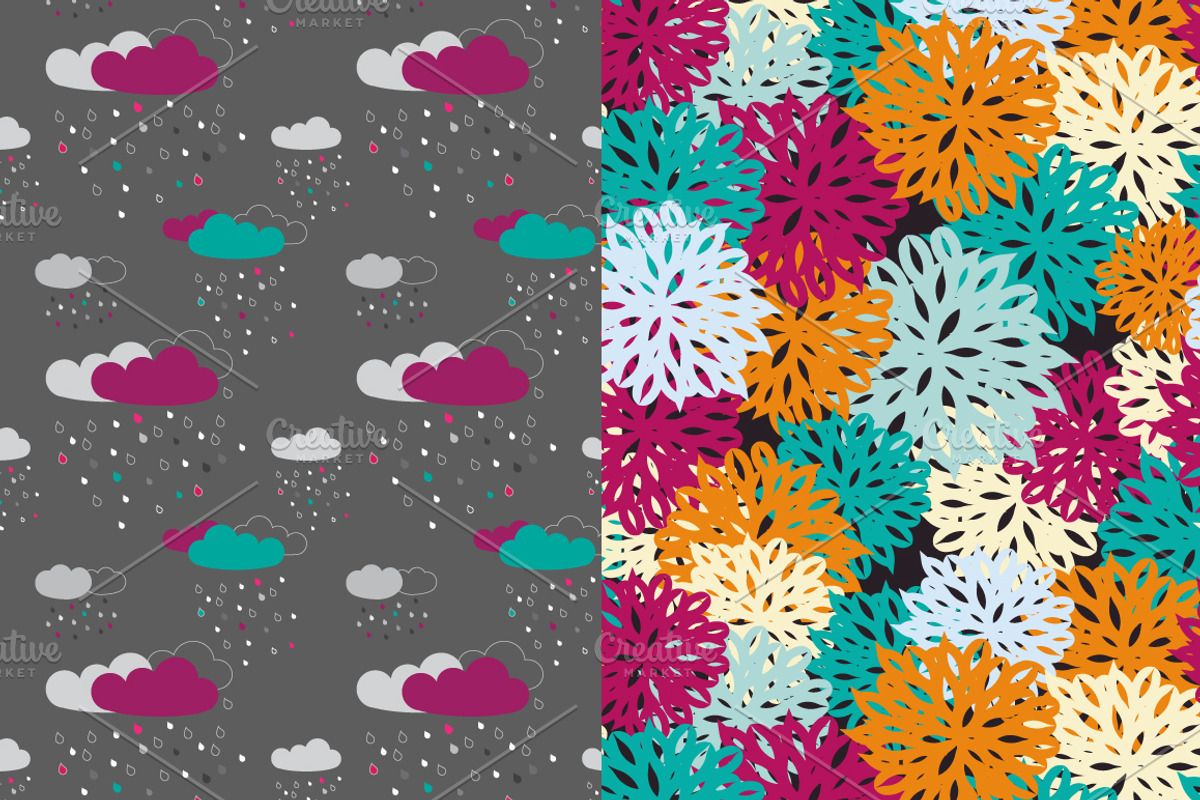 Set of 6 bright seamless patterns preview 3