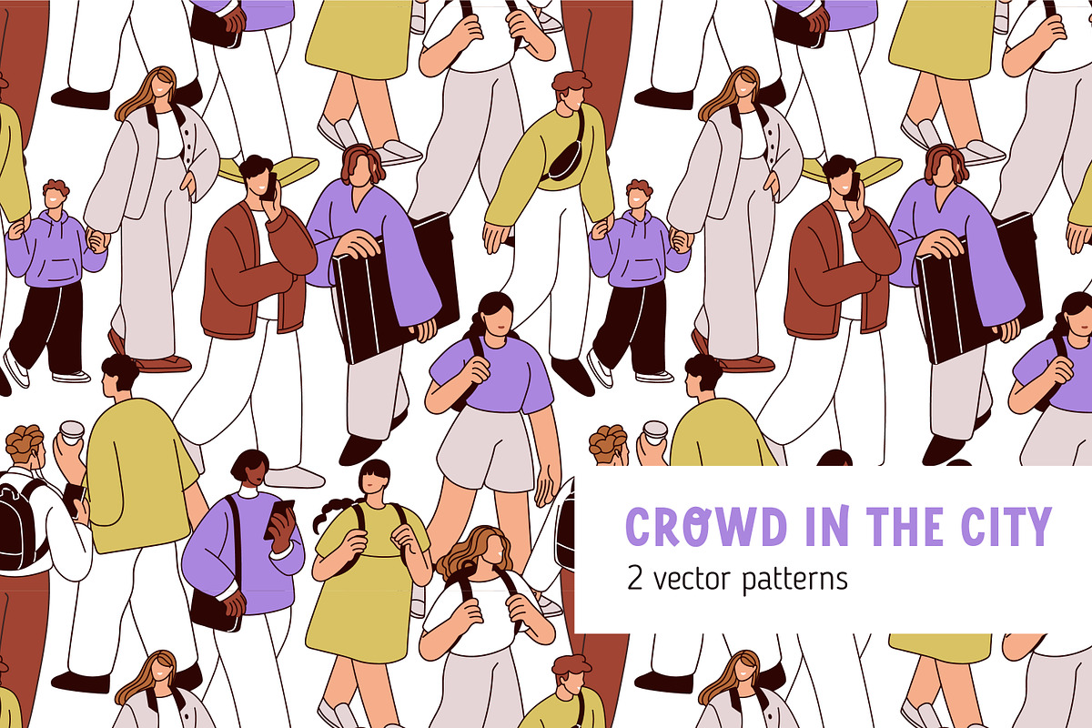 People crowd walk seamless patterns, a Pattern Graphic by Good Studio (Photo 1 of 6)