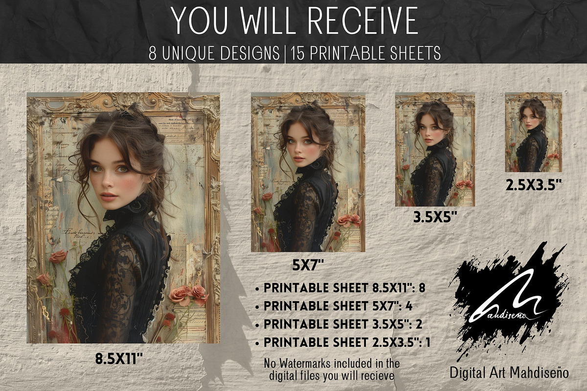 Victorian Girl Junk Journal Pages, a Person Illustration by Digital Art Mahdiseño (Photo 2 of 10)