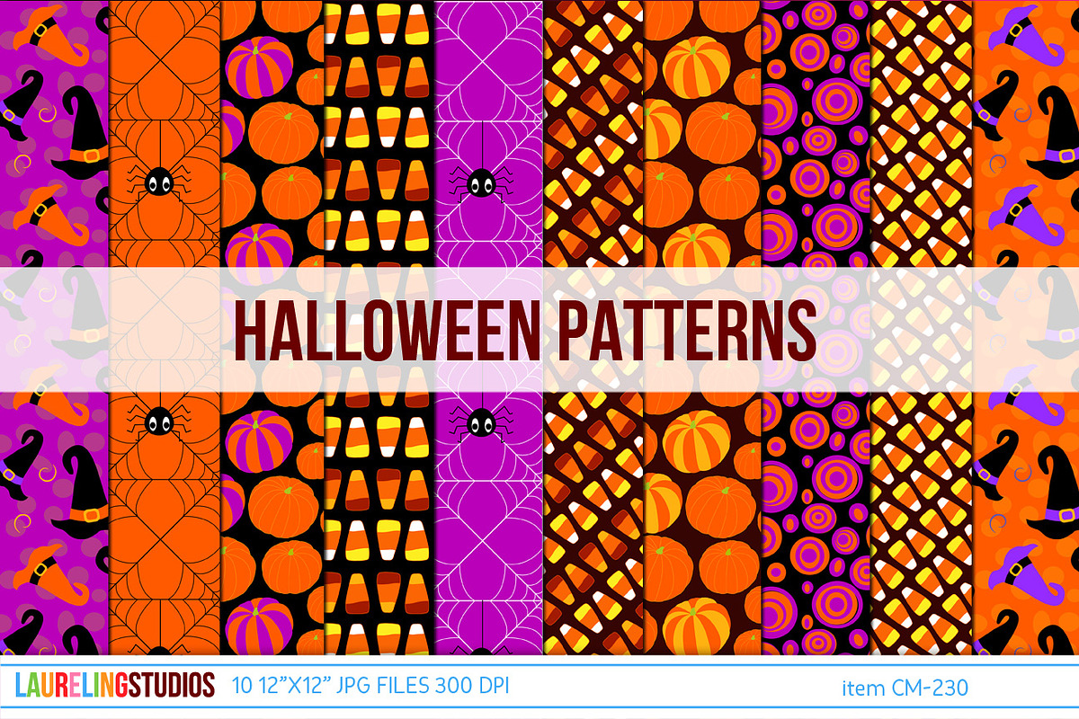 Halloween digital patterns, a Pattern Graphic by Laureling Studios (Photo 1 of 3)