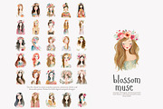 Watercolor boho women clipart set, a Decorative Illustration by Patishop Art (Thumbnail 8 of 11)