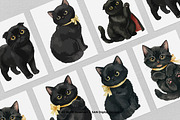 15 Bundle Watercolor Dark Cats Kiten, an Animal Illustration by Morspective (Thumbnail 3 of 8)