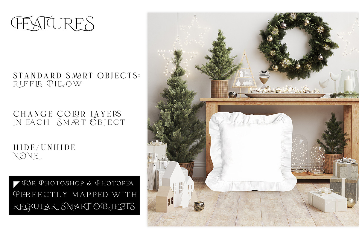 Christmas Ruffle Pillow Mockups, a Product Mockup by mock-ups (Photo 3 of 12)