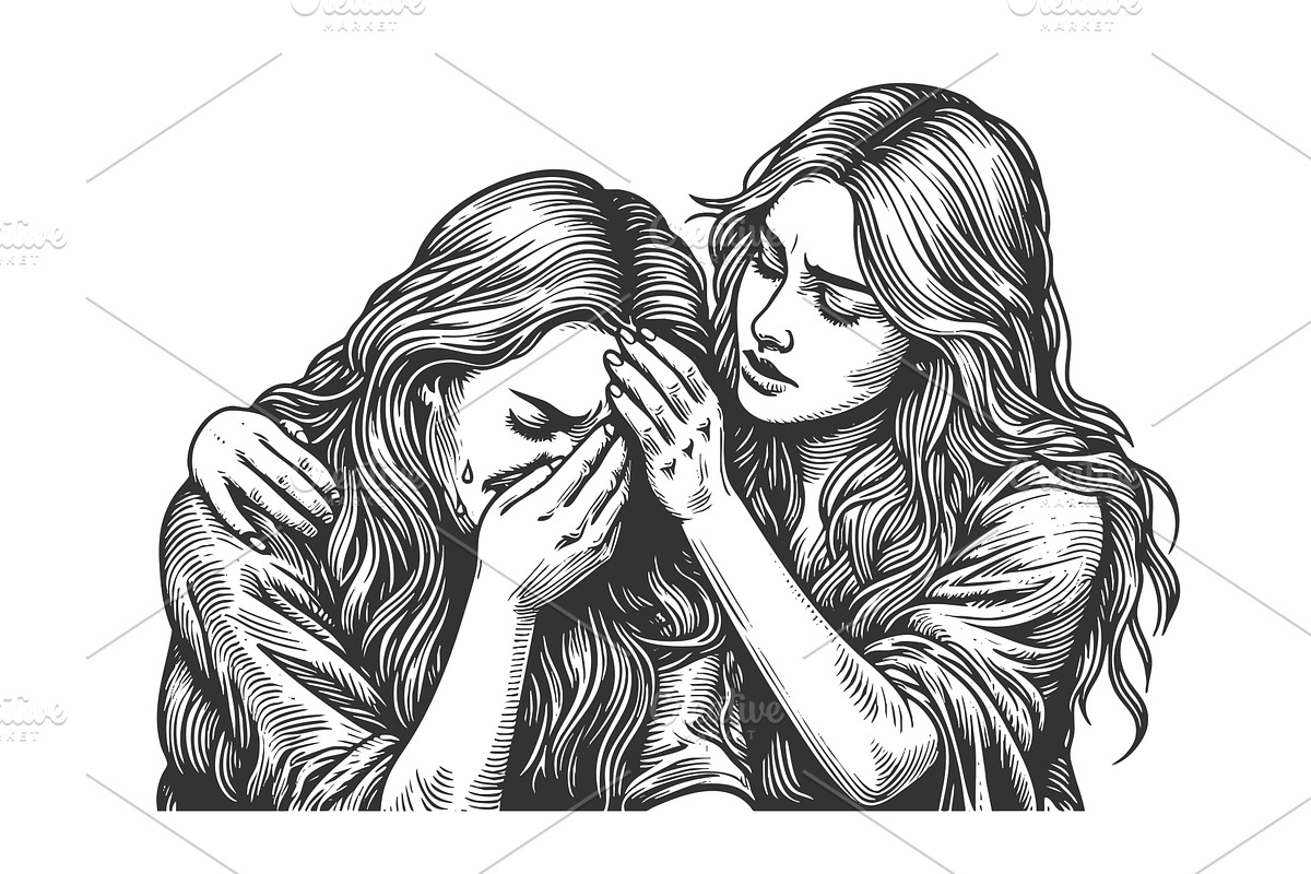 woman comforting crying friend in, a Person Illustration by AlexArt