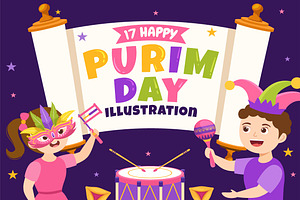 17 Happy Purim Day Illustration