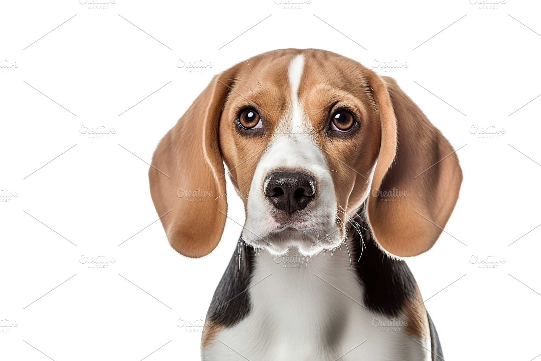 Young beagle dog on white background, an Animal Photo by AlyaAnd