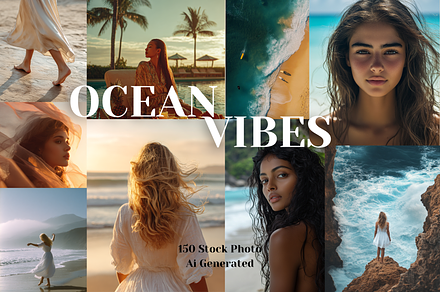 150 Ocean Vibe Stock Photo Bundle, a Beauty & Fashion Photo by MarkoPresets