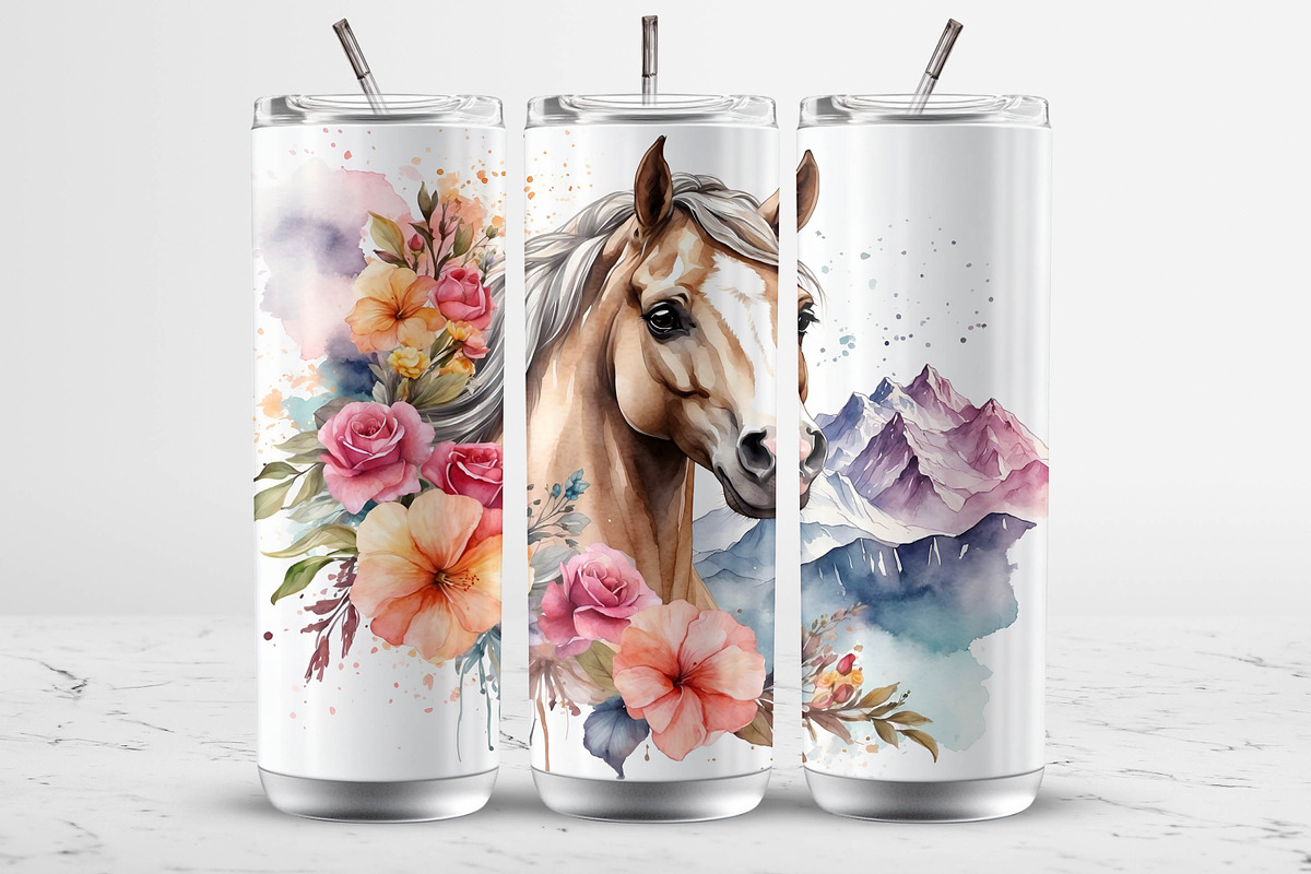 Horse watercolor tumbler wrap, a Background Graphic by Guavanaboy (Photo 1 of 2)