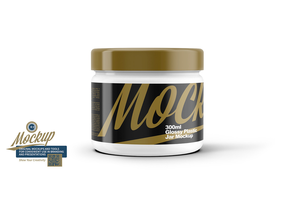 300ml Glossy Plastic Jar Mockup, a Packaging Mockup by Reformer Mockup (Photo 1 of 6)