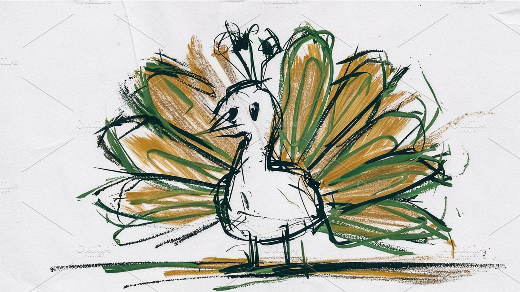 Expressive peacock drawing with open, an Abstract Photo by Imaginarium