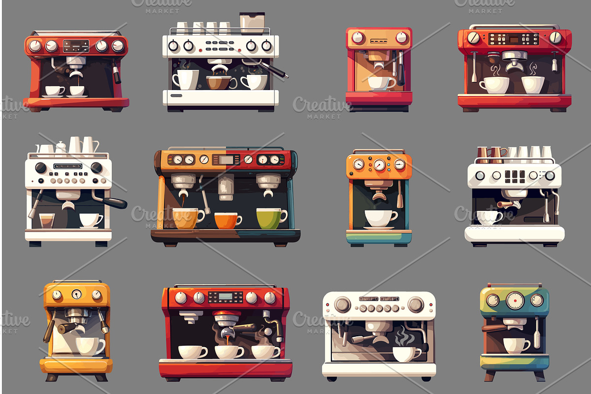 Set of cartoon coffee making devices, a Food Illustration by LadadikArt