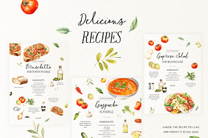 Mediterranean Cuisine Watercolor Set