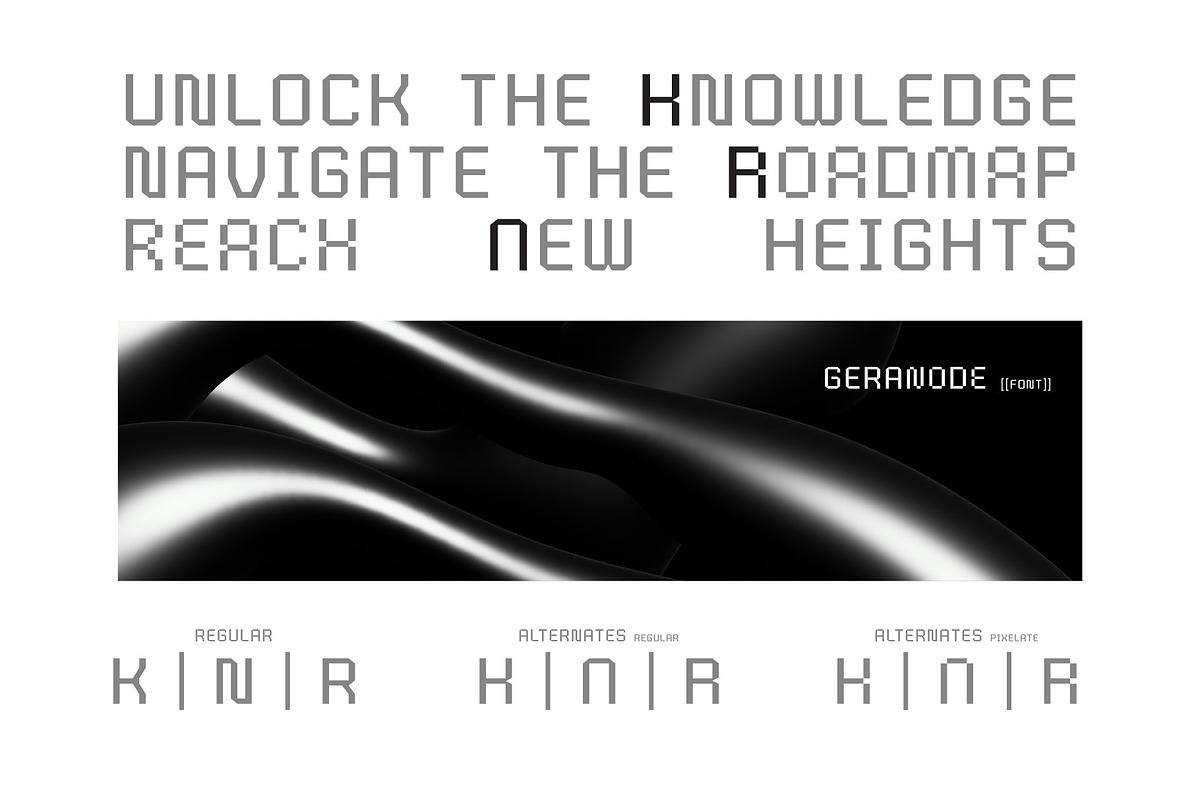 Geranode - Techno Display Pixel Font, a Sans Serif Font by Drizy (Photo 6 of 9)