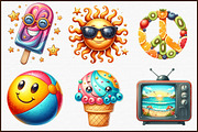 Cute Retro Summer Clipart, an Illustration by Sublimation Artist (Thumbnail 3 of 6)