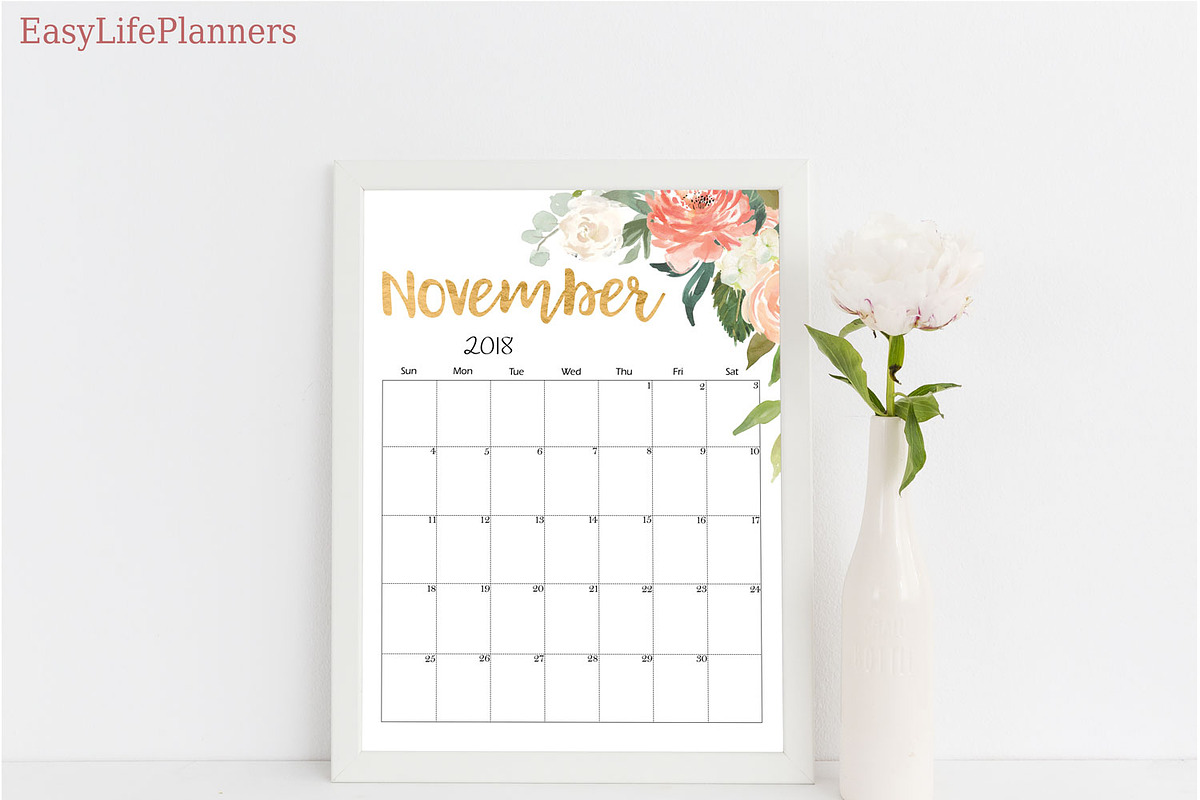 Wall Calendar 2018 2019 Letter Size, a Templates & Theme by EasyLifePlanners (Photo 2 of 10)