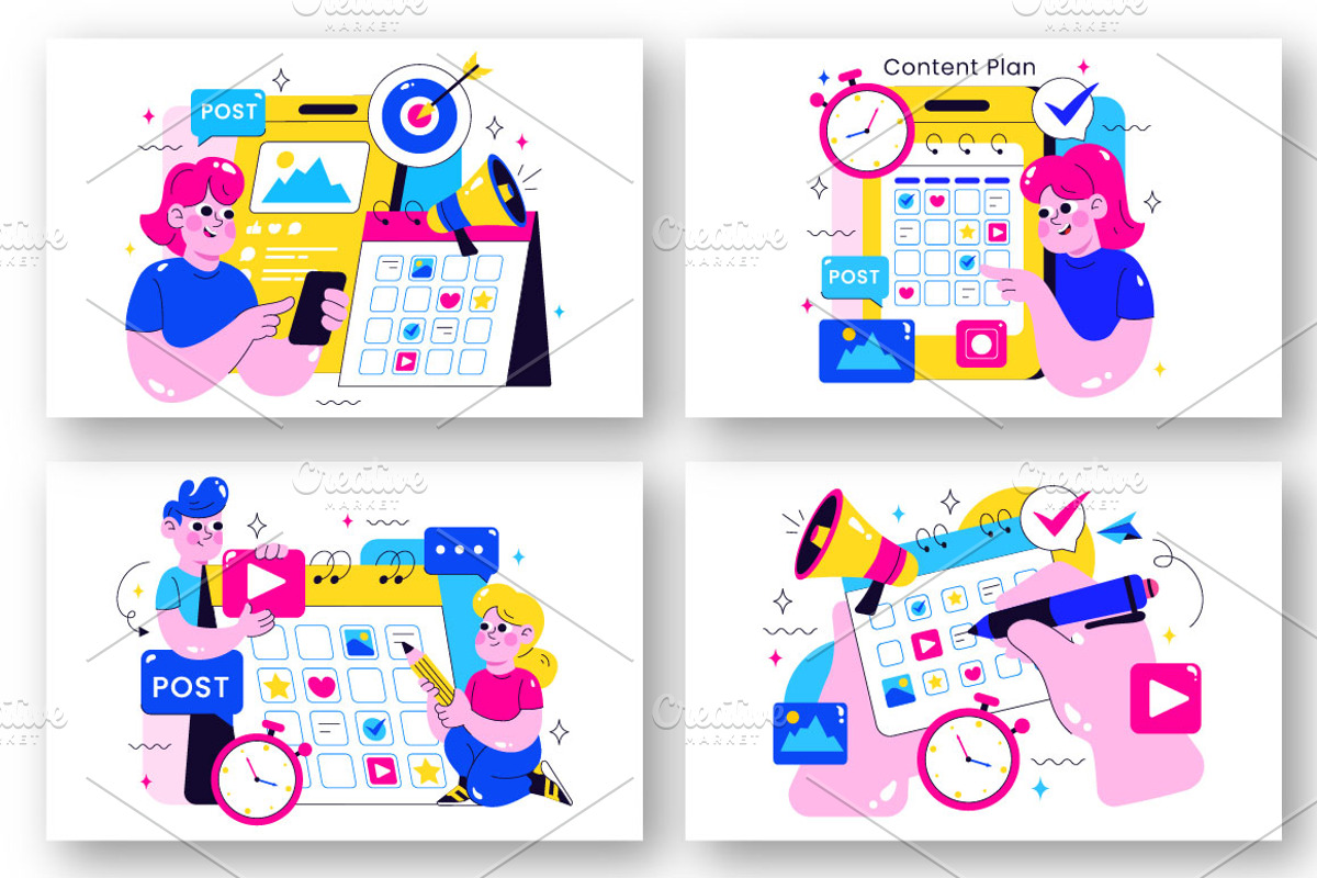 10 Social Media Content Planning, a Technology Illustration by denayunebgt (Photo 3 of 4)
