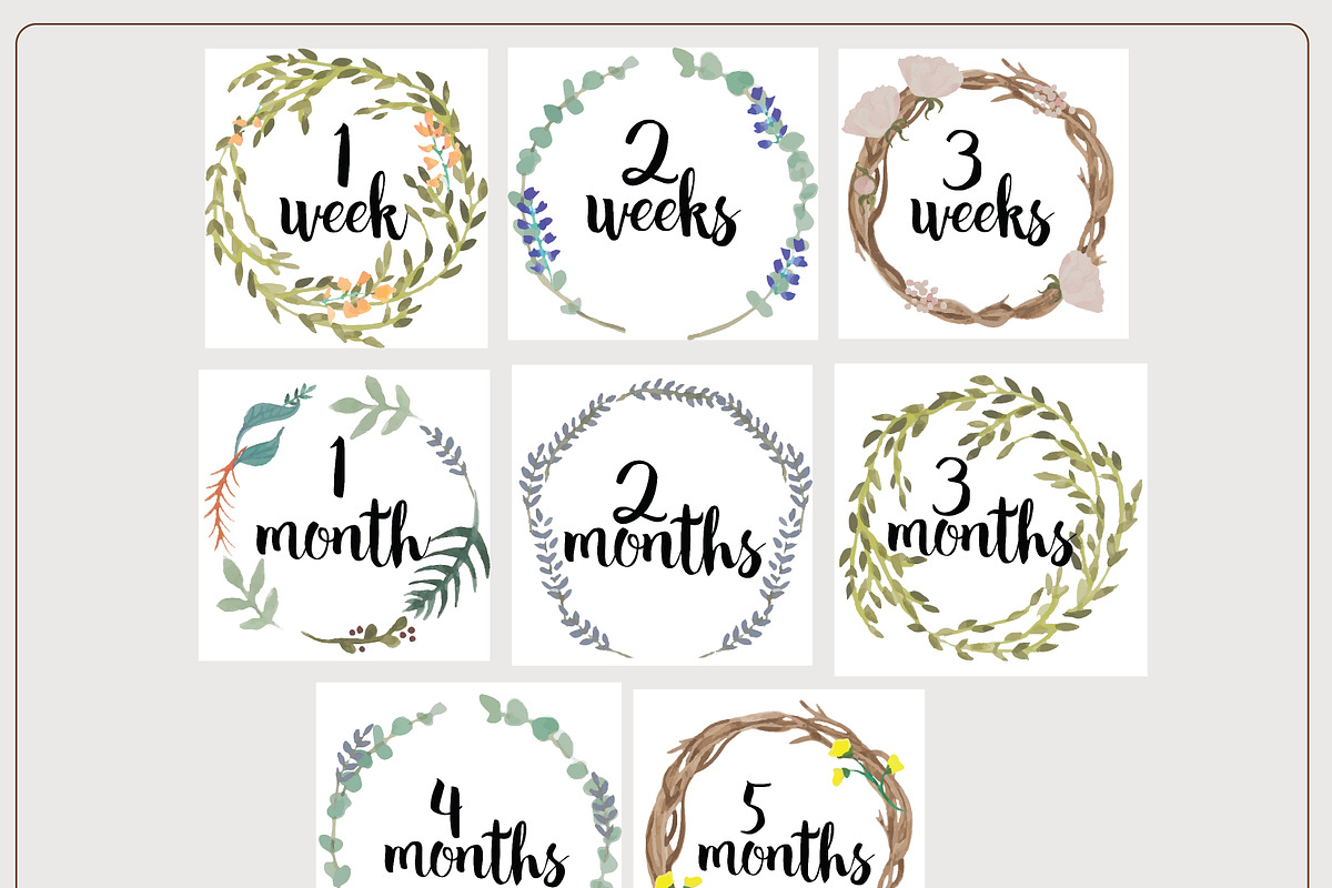 Watercolor Baby Milestones, an Illustration by Valeri Nick (Photo 2 of 3)