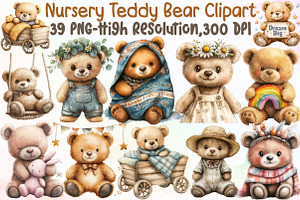 Nursery Teddy Bear Clipart,Boho Clip, an Illustration by Sublimation Artist