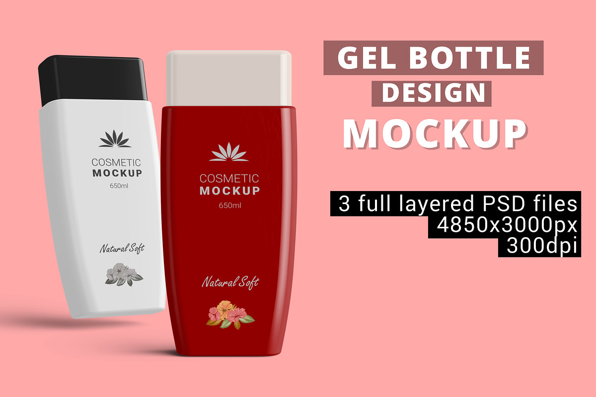 Shampoo Gel Soap Bottle Mockup, a Cups & Container Mockup by Digitalphaser (Photo 1 of 5)