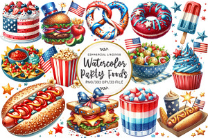 4th Of July Foods Party Clipart, an Illustration by OK Design