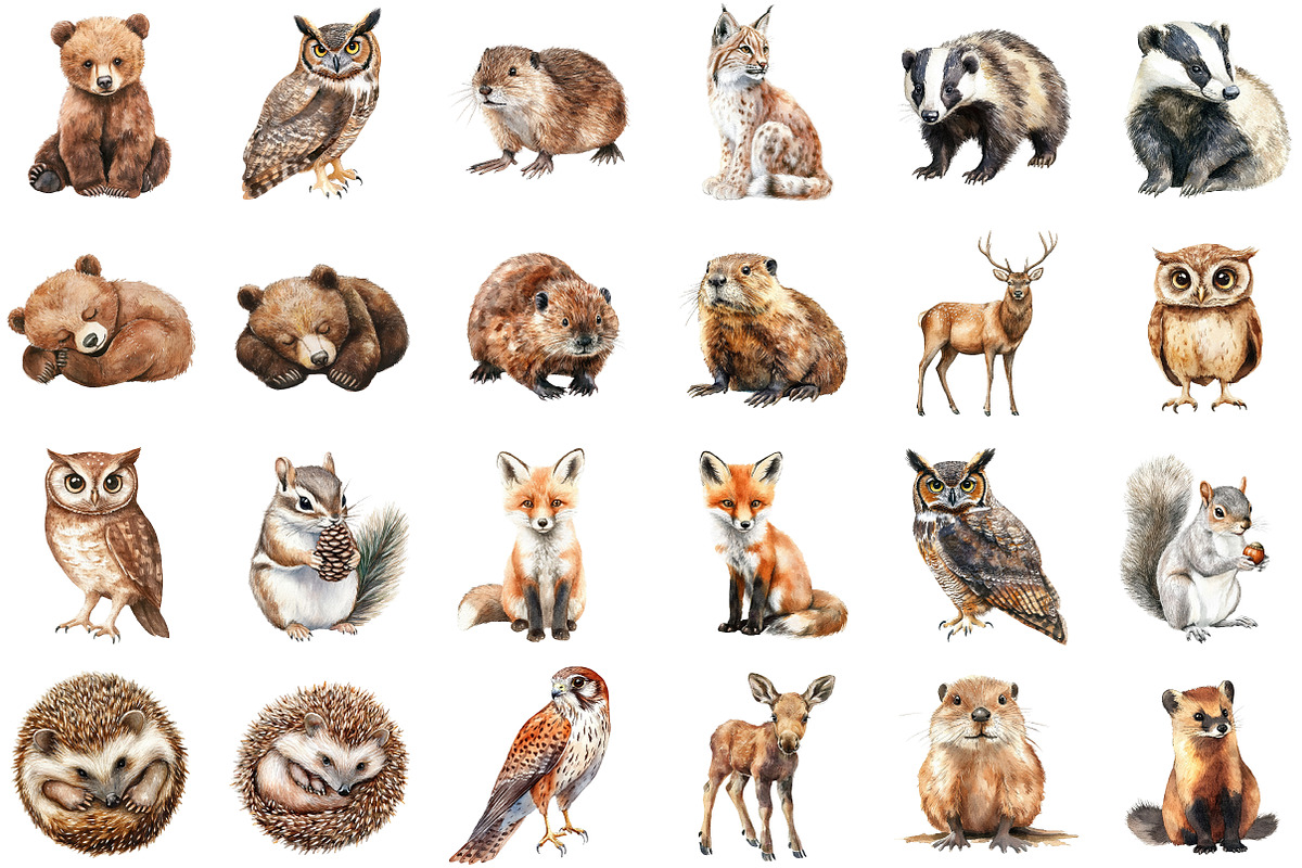 Watercolor Forest Animals - Woodland, an Illustration by Sublimation Artist (Photo 2 of 6)