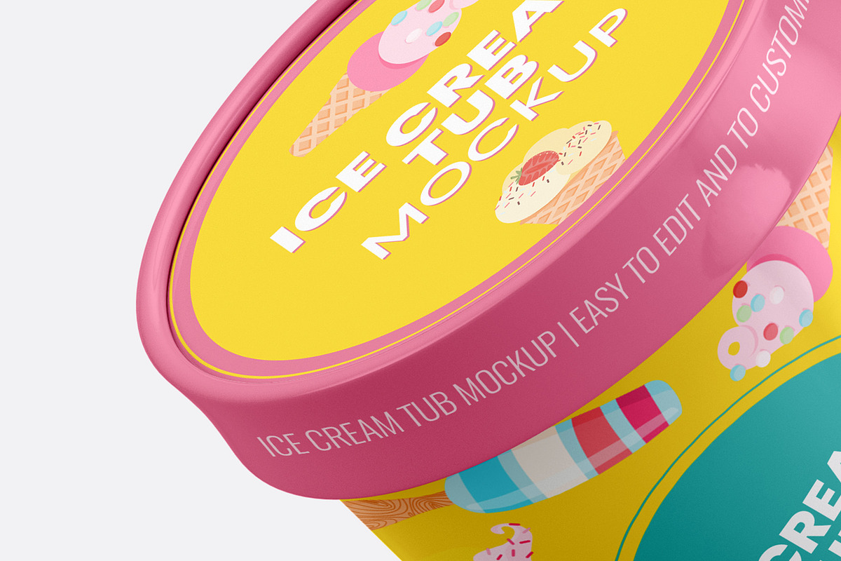 Ice Cream Tub Mockup - 8 views, a Packaging Mockup by Illusiongraphic (Photo 13 of 19)