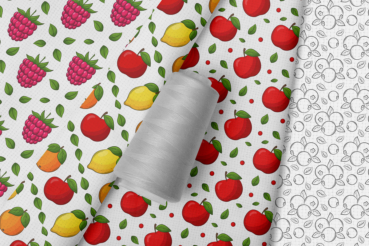 Bright fruits. Cliparts and Patterns, a Food Illustration by Valeria Soloveva (Photo 13 of 14)