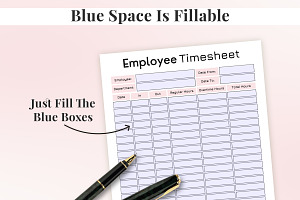 Employee Timesheet Printable - Pink