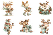 Cute Christmas Reindeer Clipart, a Seasonal Illustration by Designking (Thumbnail 3 of 5)