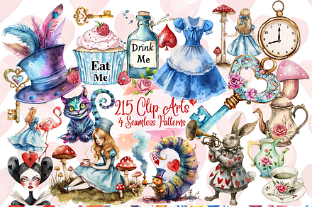 Alice in Wonderland 215 Cliparts