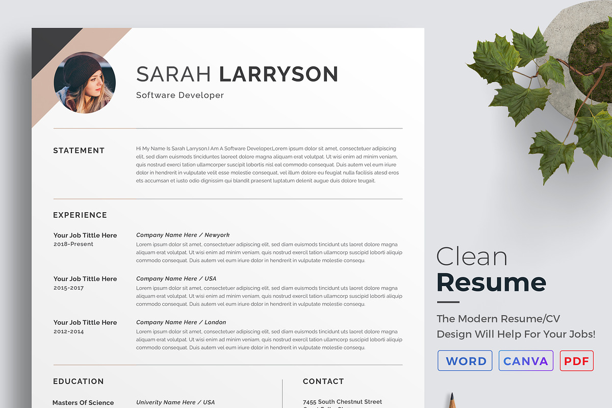 Resume / CV Template | Canva & Word, a Resume Template by CreativeZoom (Photo 1 of 7)