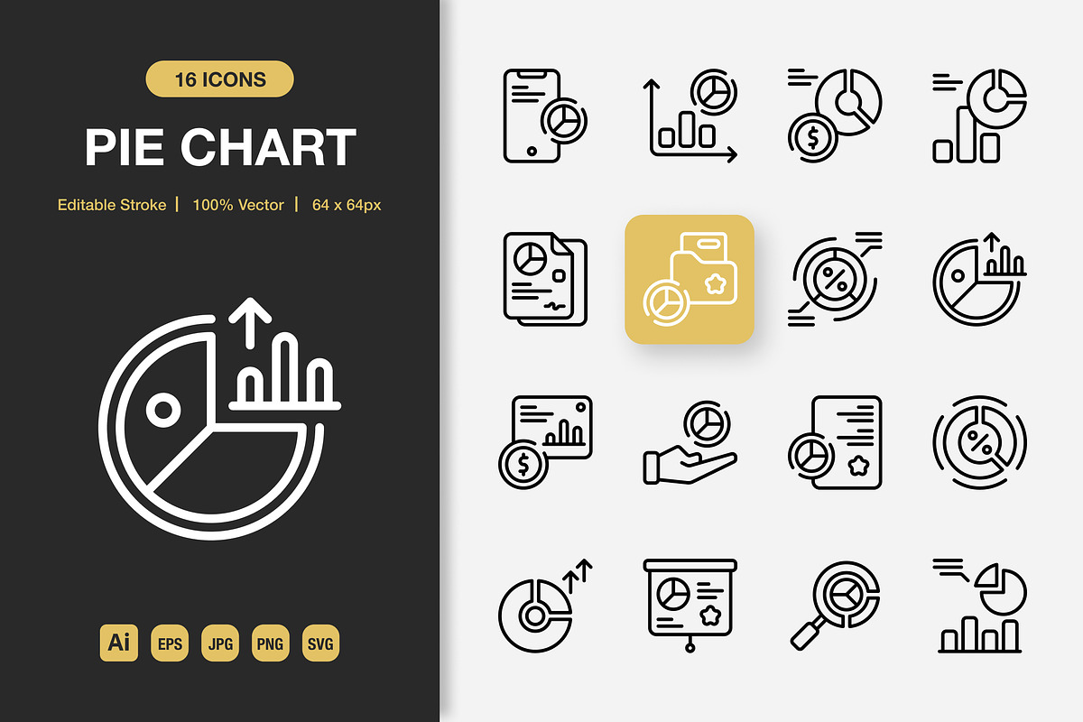 Pie Chart Outline Icons, an Outline Icon by Spacepixel Creative