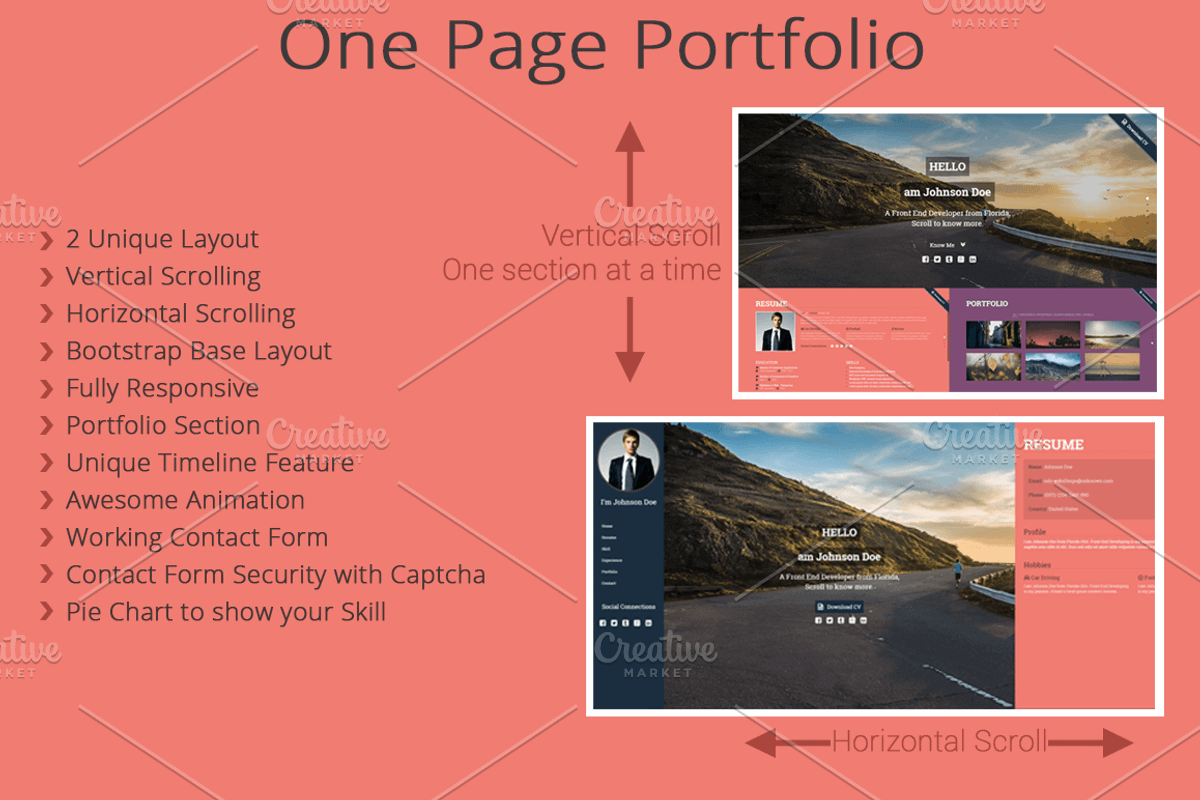 one page portfolio, a Bootstrap Template by 7-sky