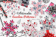 Watercolor Red & Black Christmas Set, an Illustration by Fluffy Unicorn (Thumbnail 4 of 6)