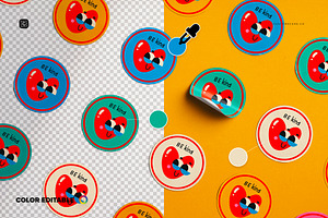 Diagonal Layout Round Stickers