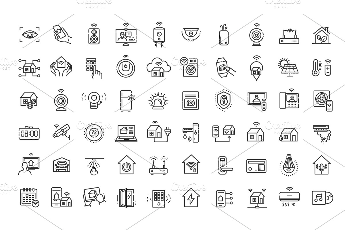 Domotics outline vector icons, an Outline Icon by Tettygreen (Photo 1 of 2)