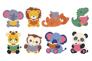 Animals reading books, an Animal Illustration by alexdndz