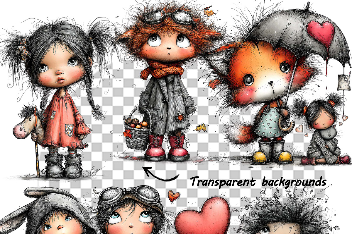 Cute Valentine Girls & Sweet Animals, an Illustration by one-touch (Photo 7 of 9)